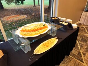 A table with two plates of food on it